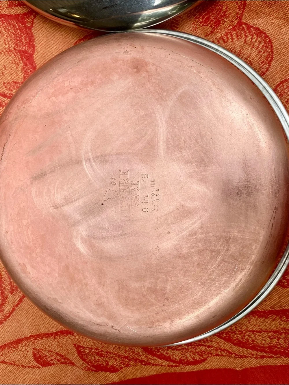 Vtg RevereWare Copper Clad 8” Skillet & Lid.  Made 1978 Clinton, IL NICE